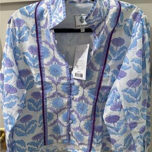 Sue Sartor Blue and Purple Floral Blouse
